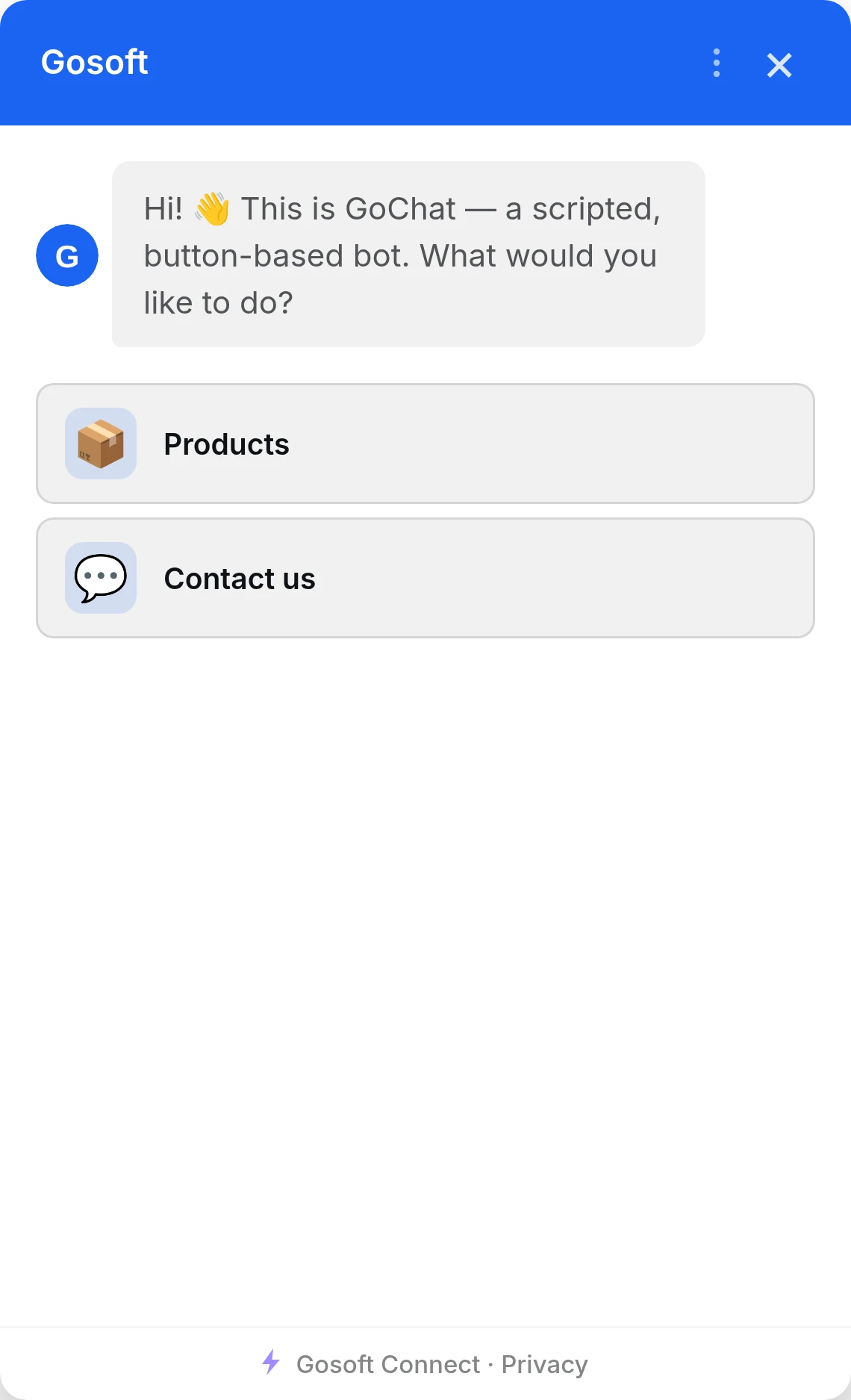 GoChat — The rule-based sibling of GoChat AI+ — no AI, fully predictable