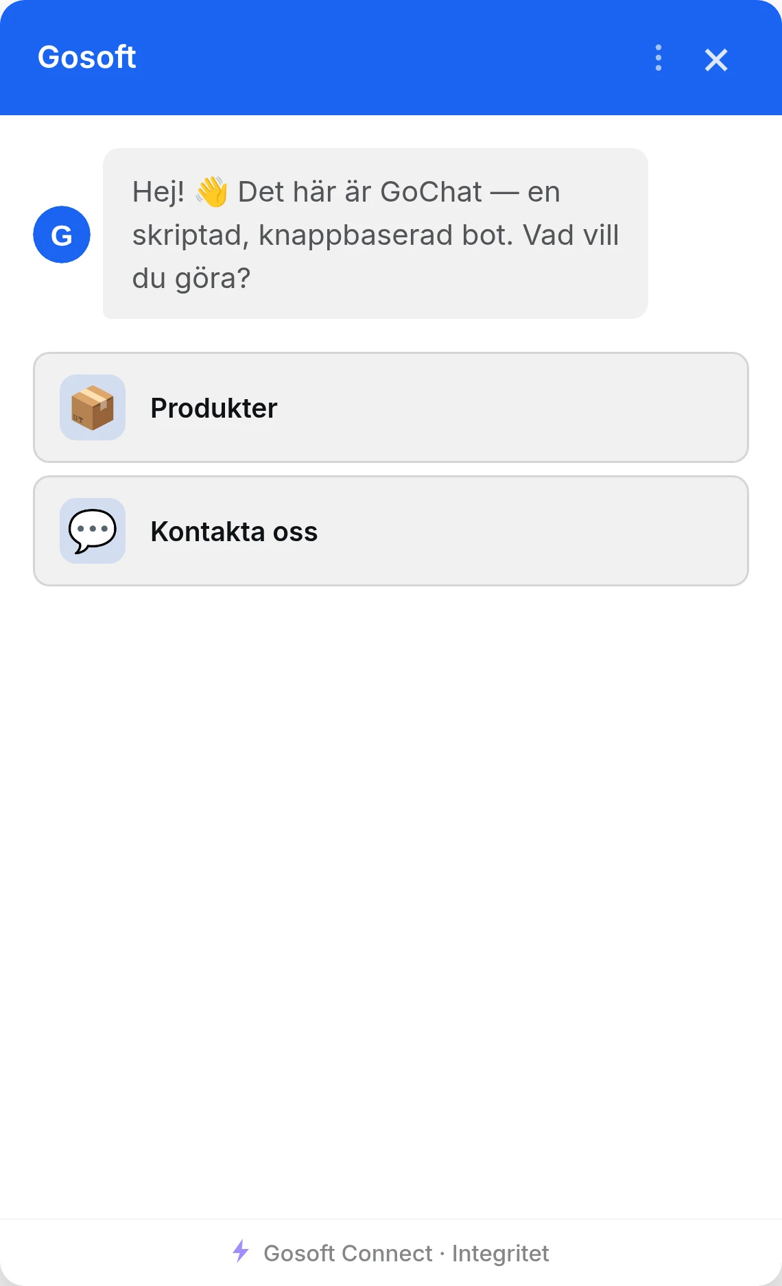 GoChat — GoChat AI+:s regelstyrda syskon — utan AI, helt förutsägbart