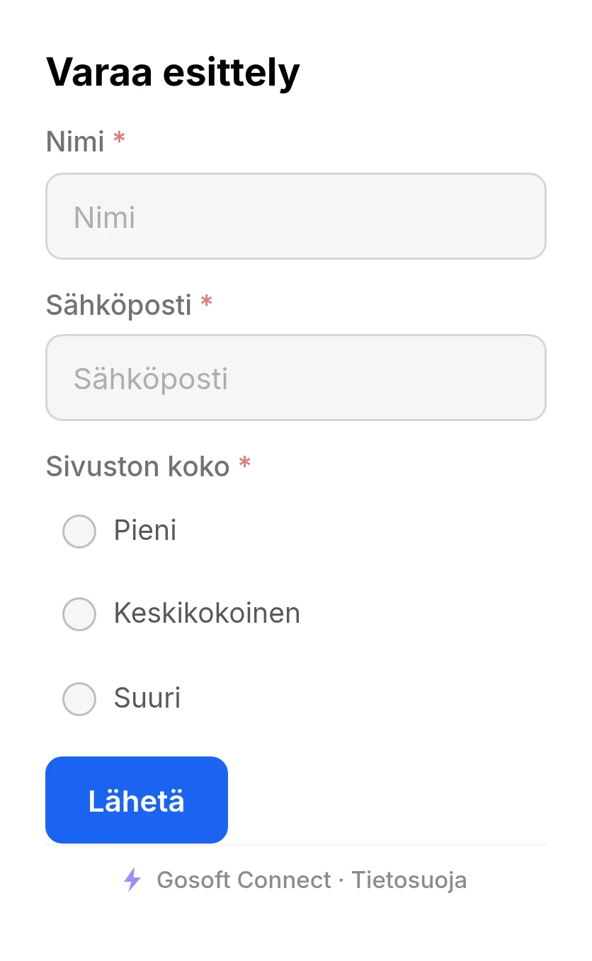 GoForms — Näyttävät lomakkeet, jotka oikeasti konvertoivat
