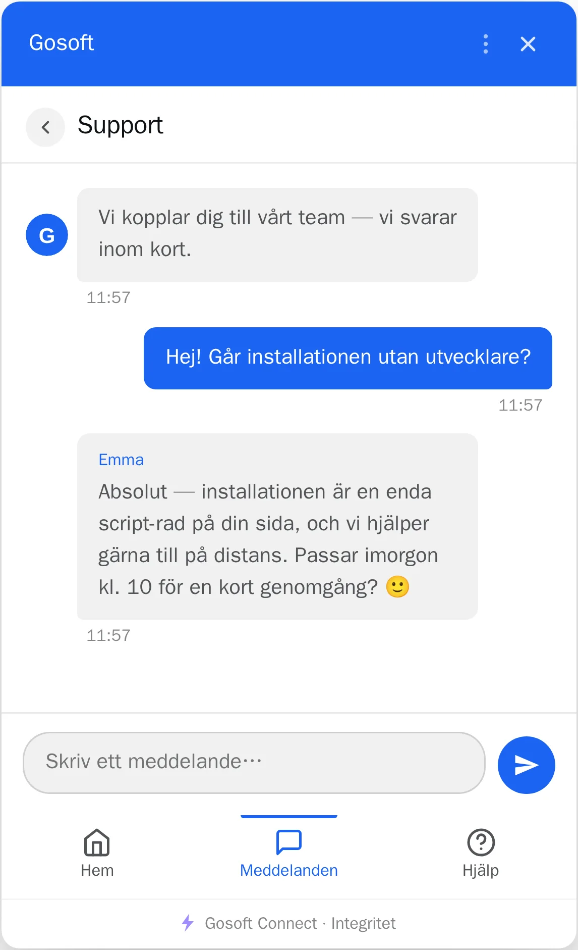 GoLive — Riktig livechatt med en människa på din webbplats